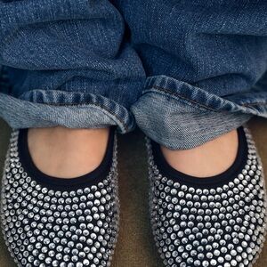 Zara Shimmering Mesh Rhinestone Ballet Flats Size 38 (US 8)